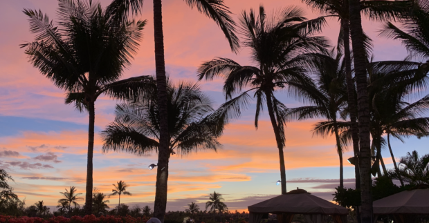 ハワイ島　ワイコロアの夕日